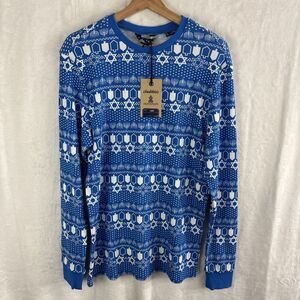 Chubbies The Funukkah Hanukkah Waffle Pajama Shirt Sleep Slim Men's Large NWT